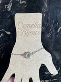 Bracelet pampille vert irisé argenté