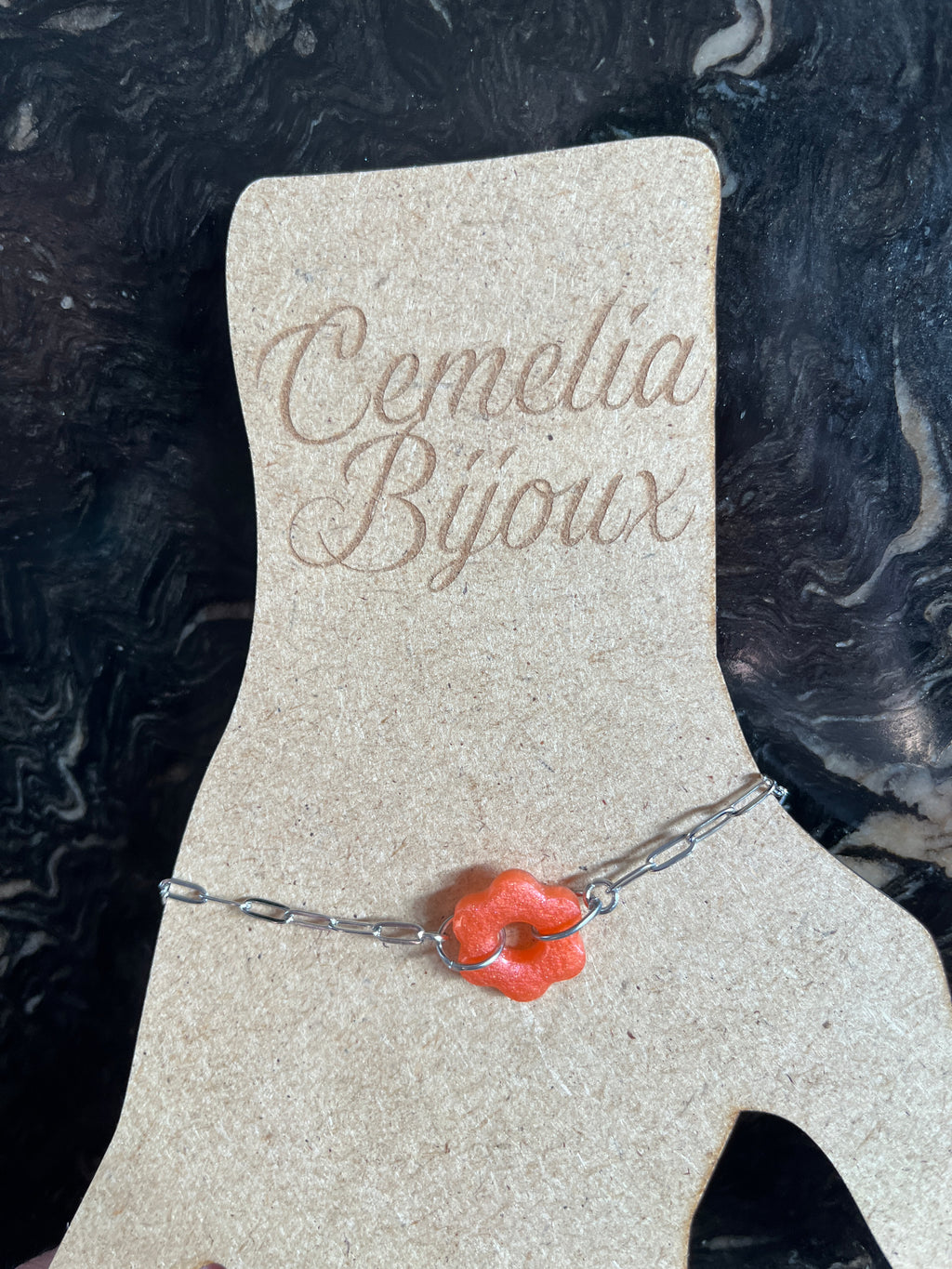Bracelet pampille corail argenté