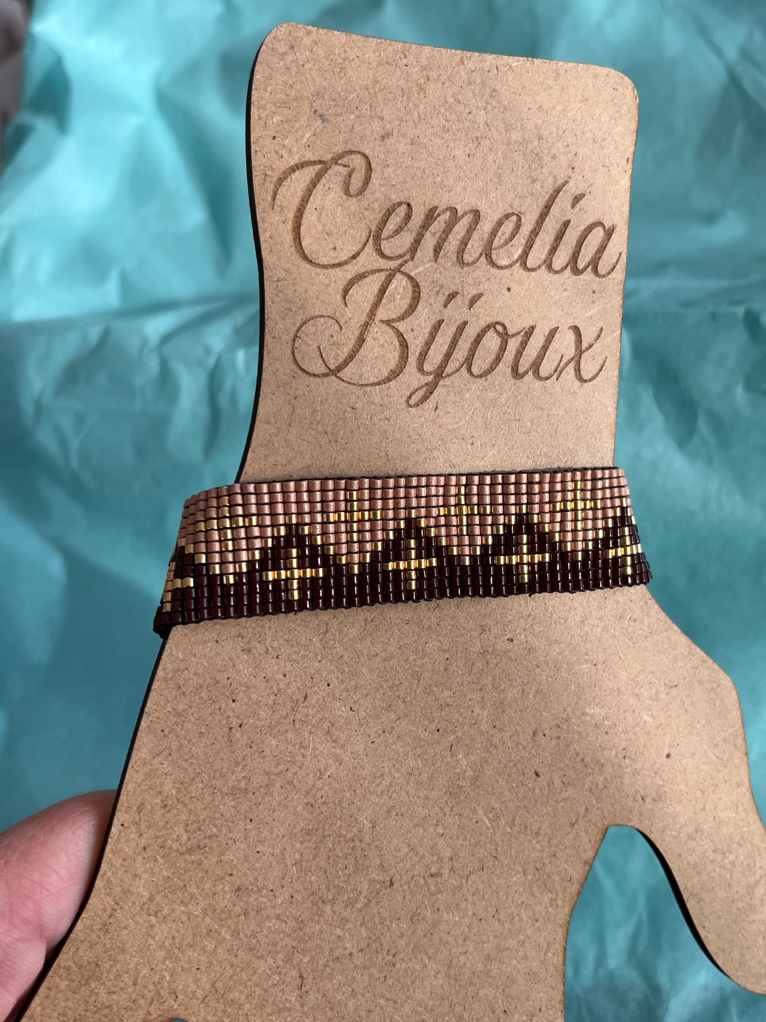 Bracelet brun beige doré