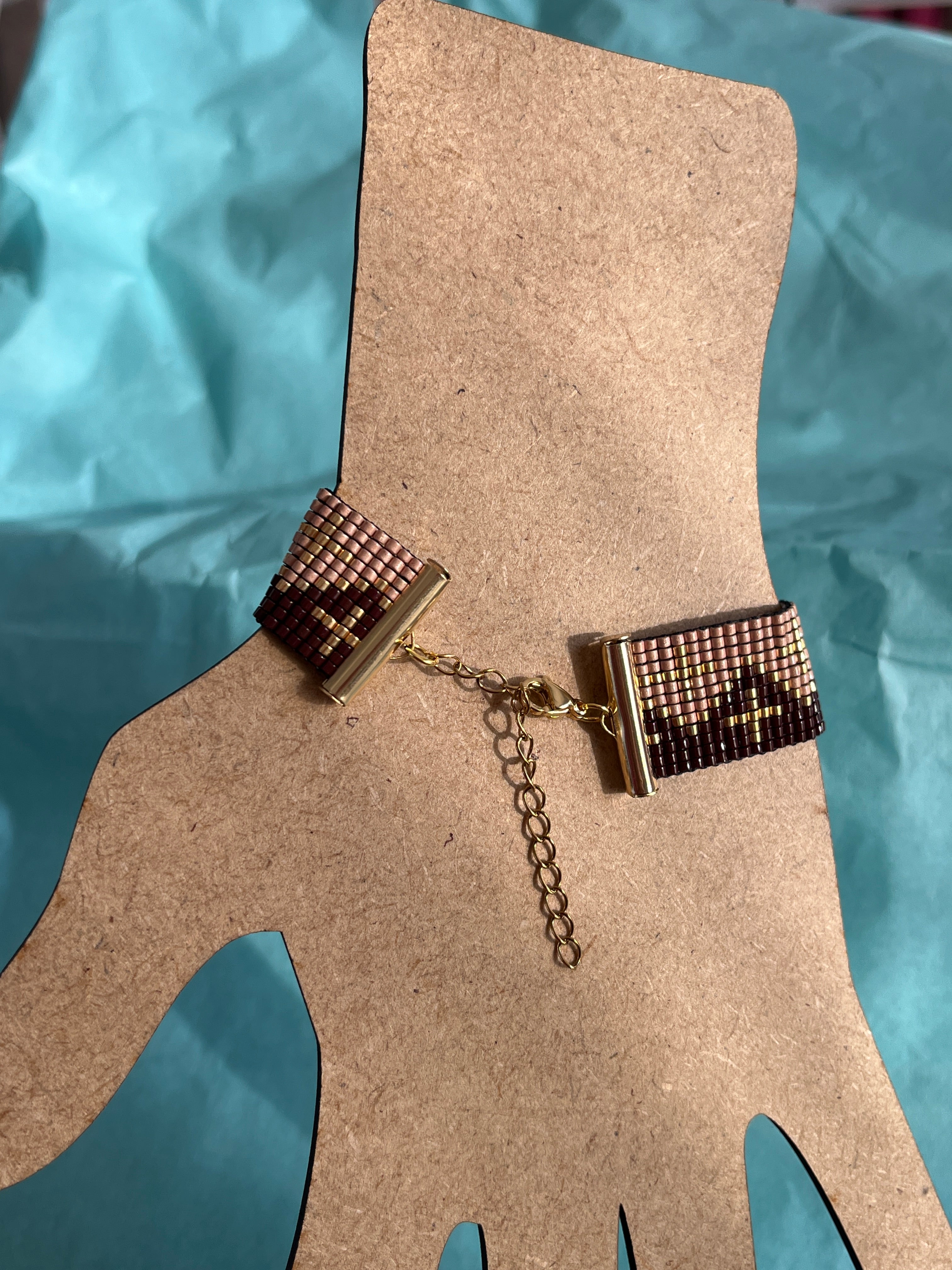 Bracelet brun beige doré
