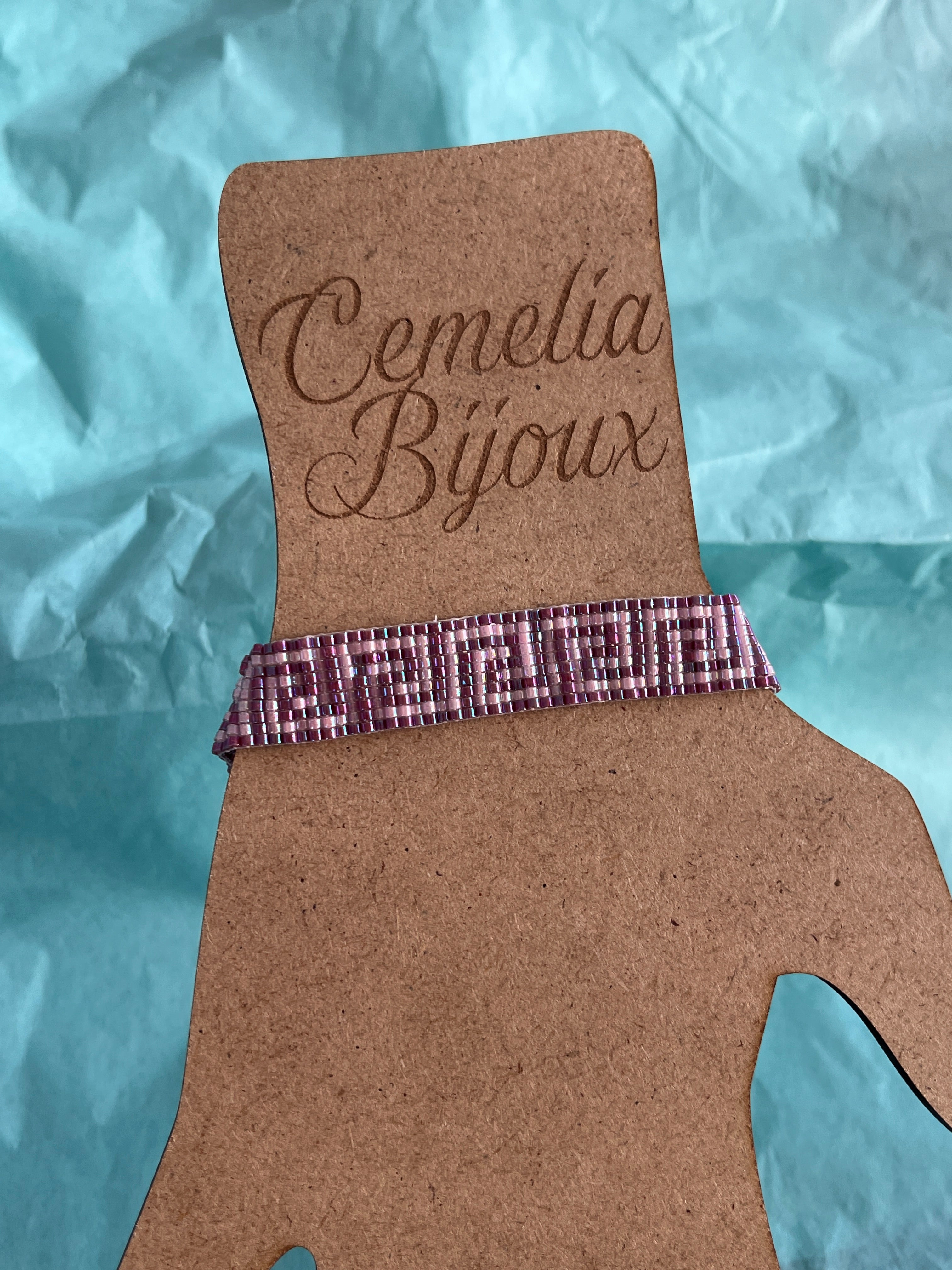 Bracelet ligne de vie rose et violet