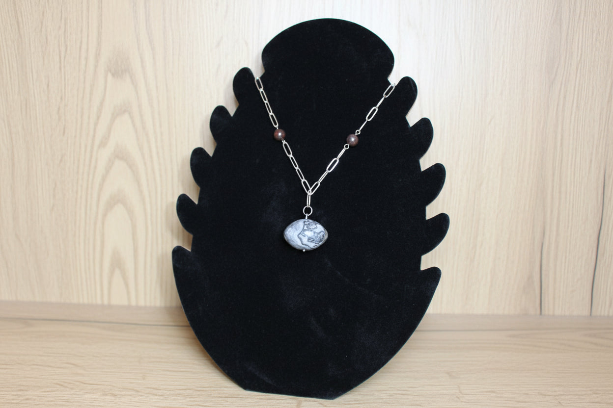 Collier Jaspe Picasse et sang de dragon