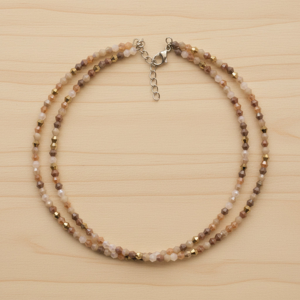 Collier double tour beige marron
