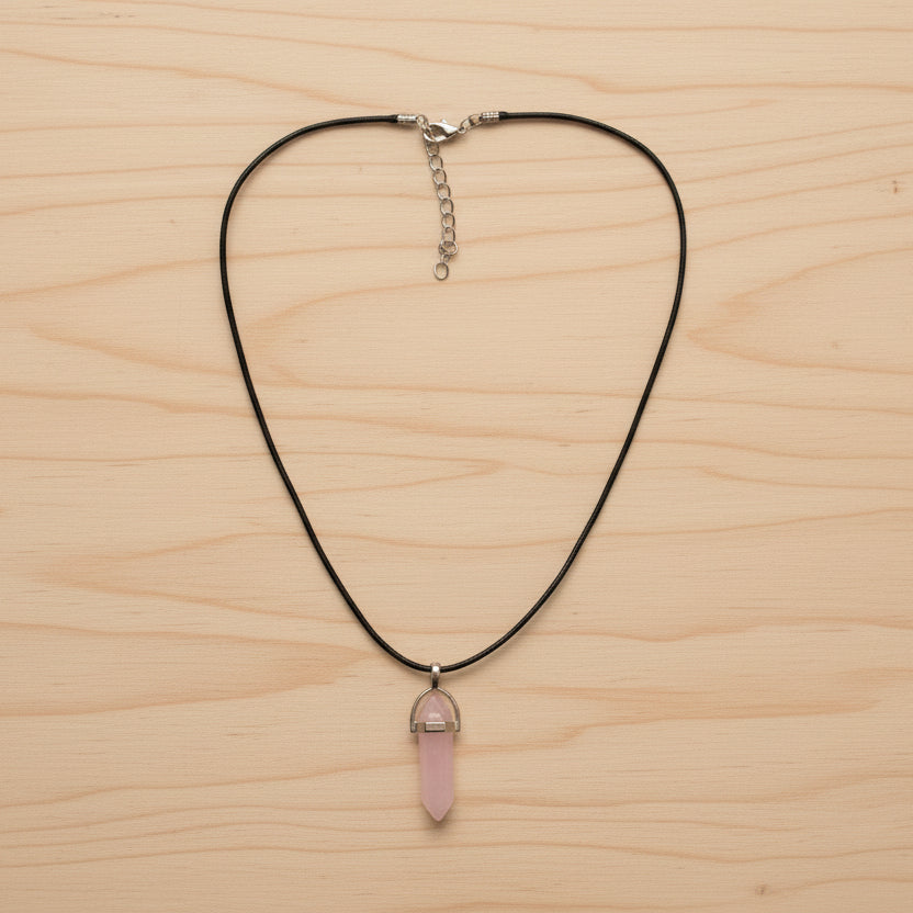 Collier avec pendentif Quartz rose