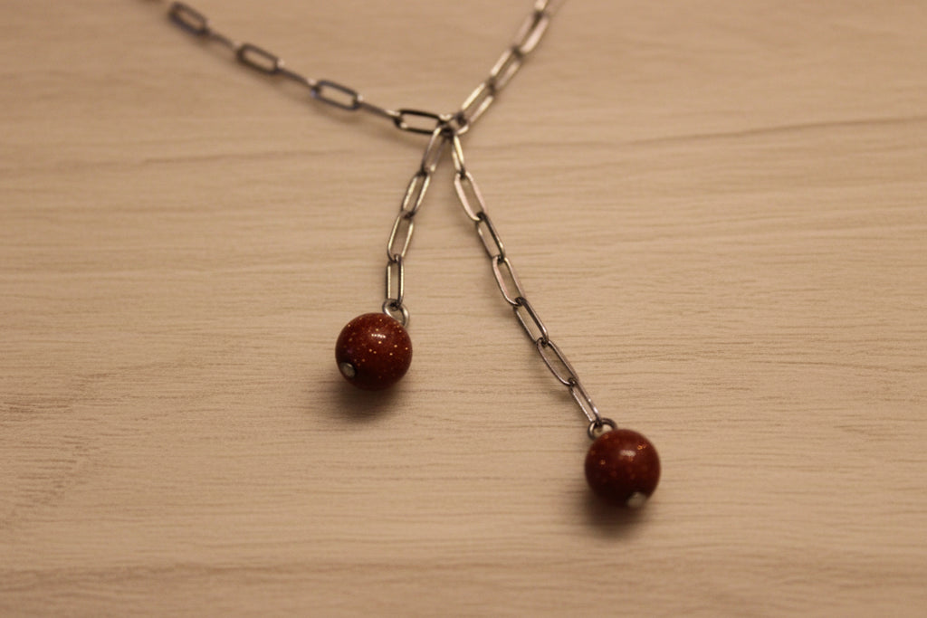 Collier pierre de sable et quartz rose