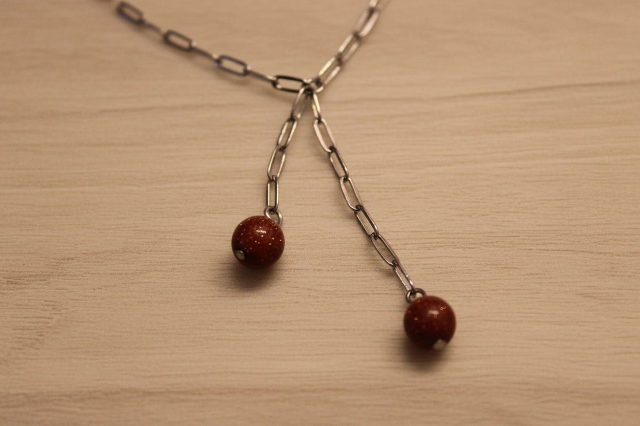 Collier pierre de sable et quartz rose