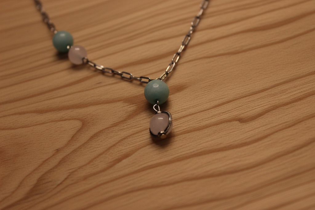 Collier amazonite et cristal de roche