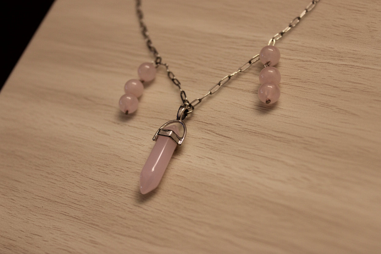 Collier quartz rose