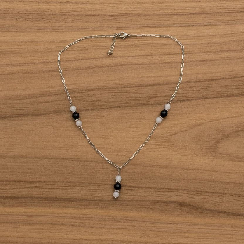Collier oeil de faucon et quartz blanc