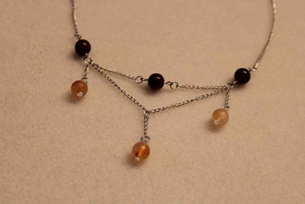 Collier cornaline et oeil de tigre
