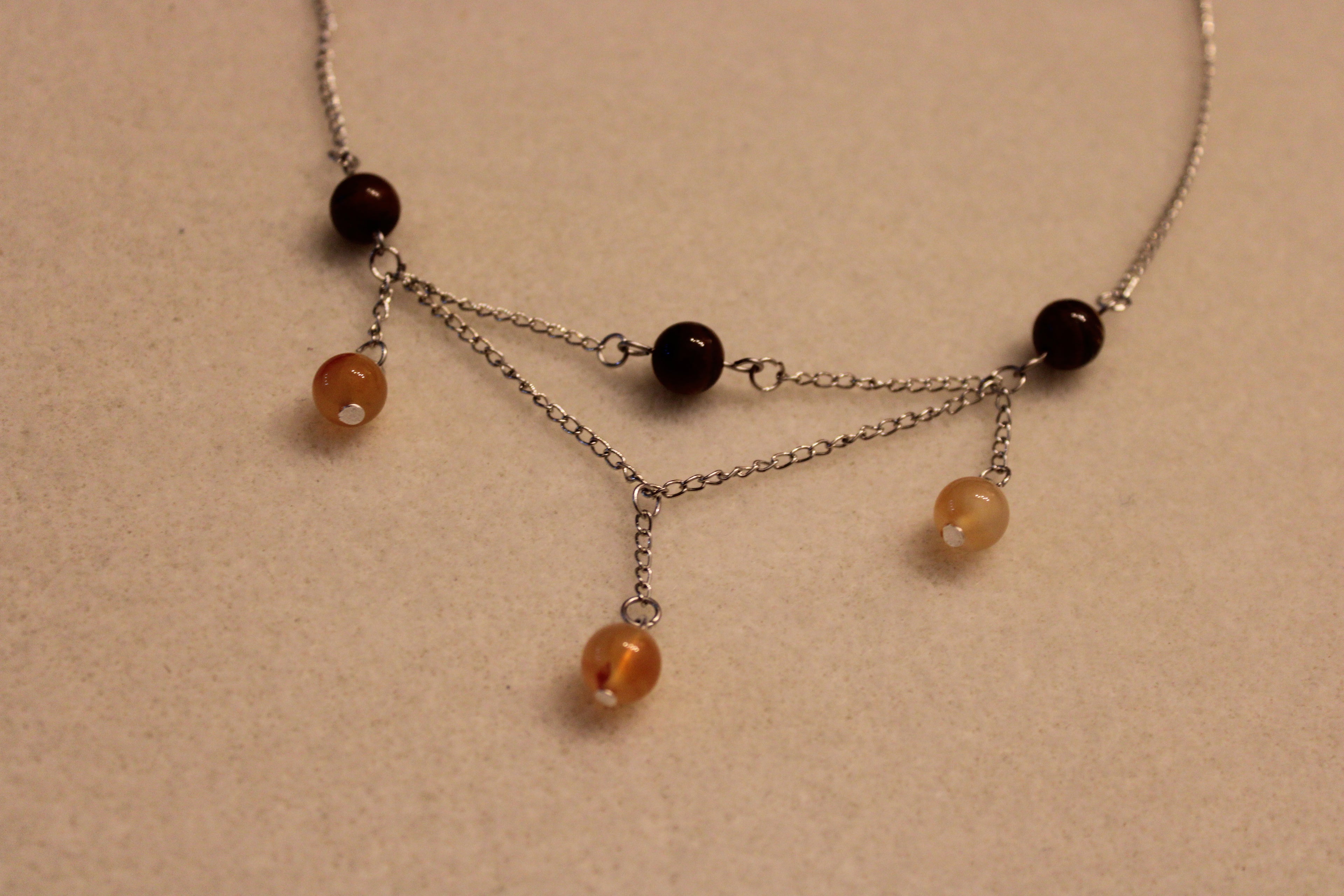 Collier cornaline et oeil de tigre
