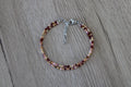 Bracelet double tour beige et bordeau