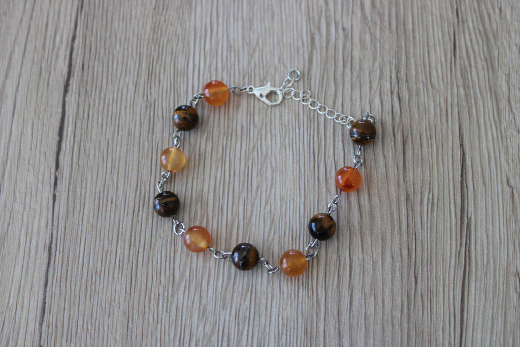 Bracelet oeil de tigre et cornaline