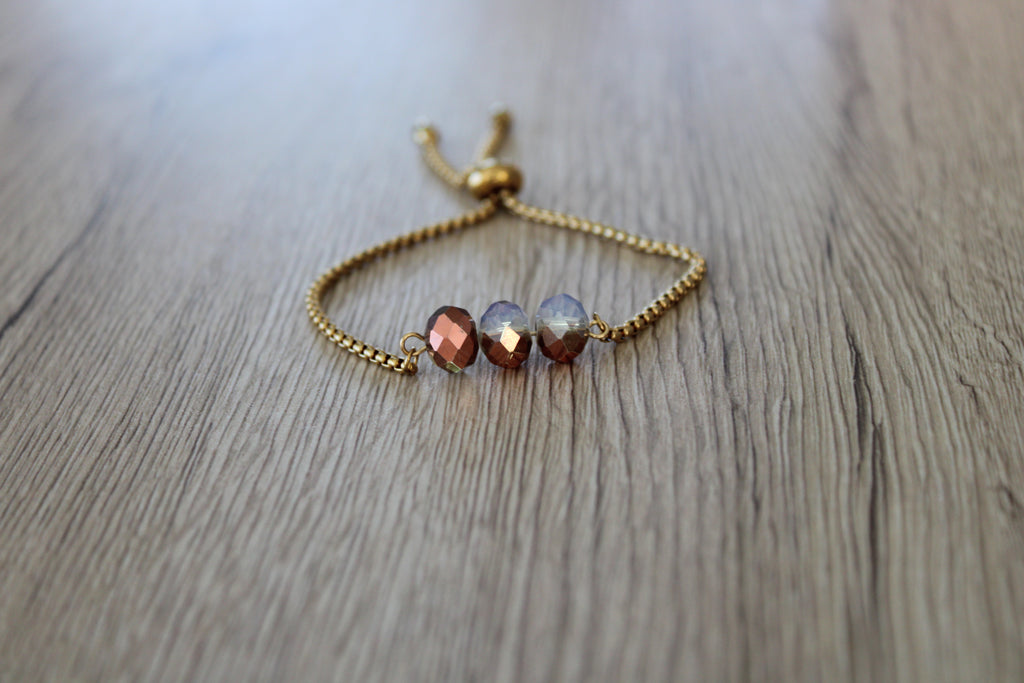 Bracelet perles bicolores cuivrées