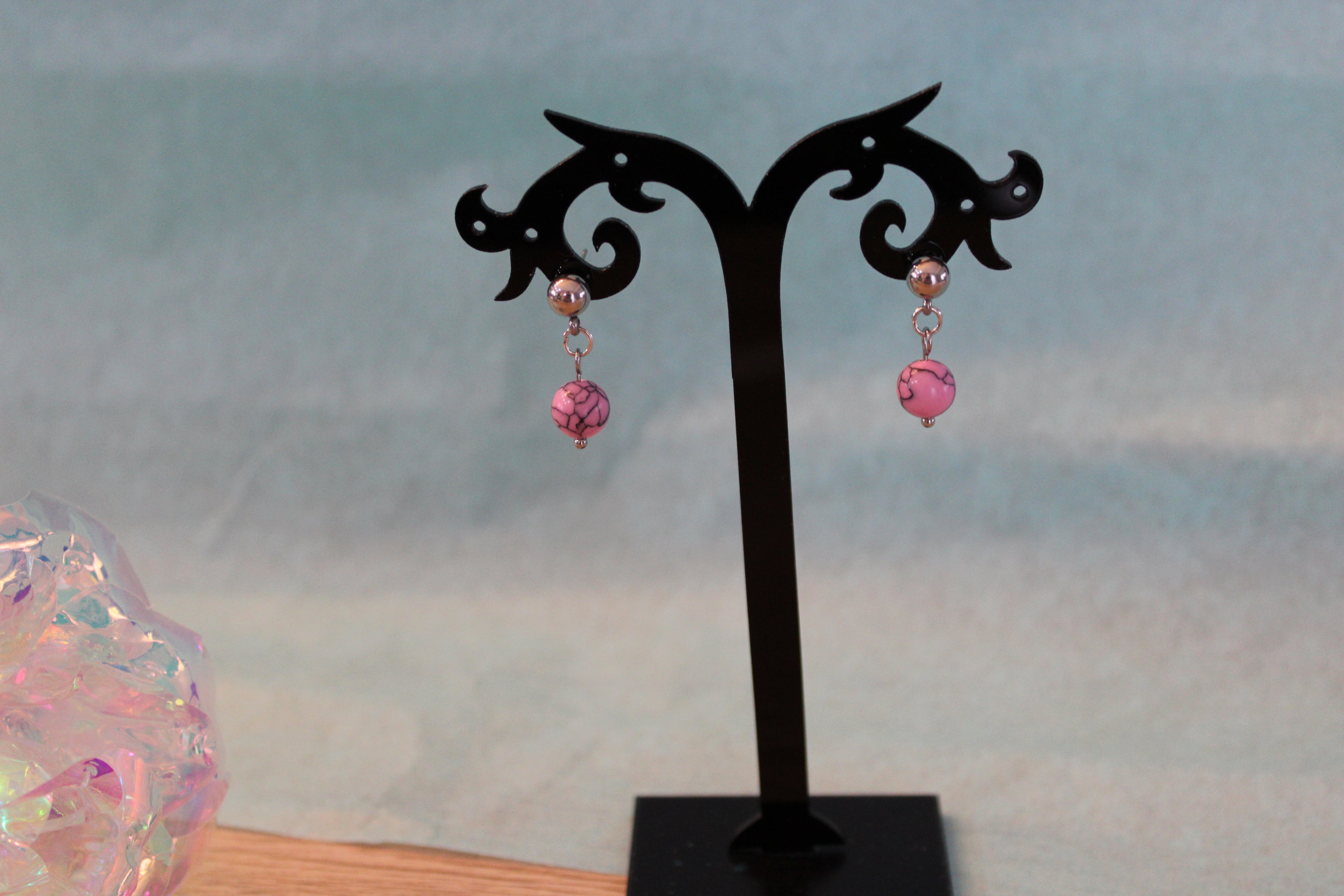 Boucles d'oreilles howlite rose