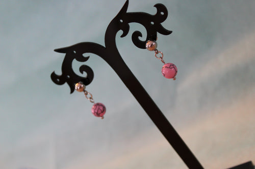 Boucles d'oreilles howlite rose