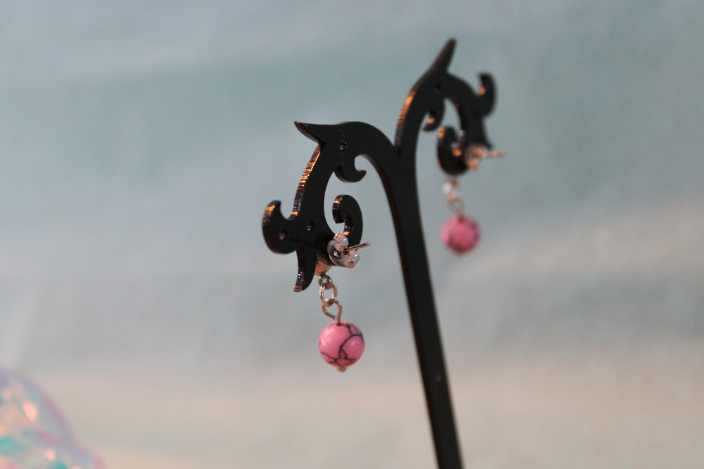 Boucles d'oreilles howlite rose