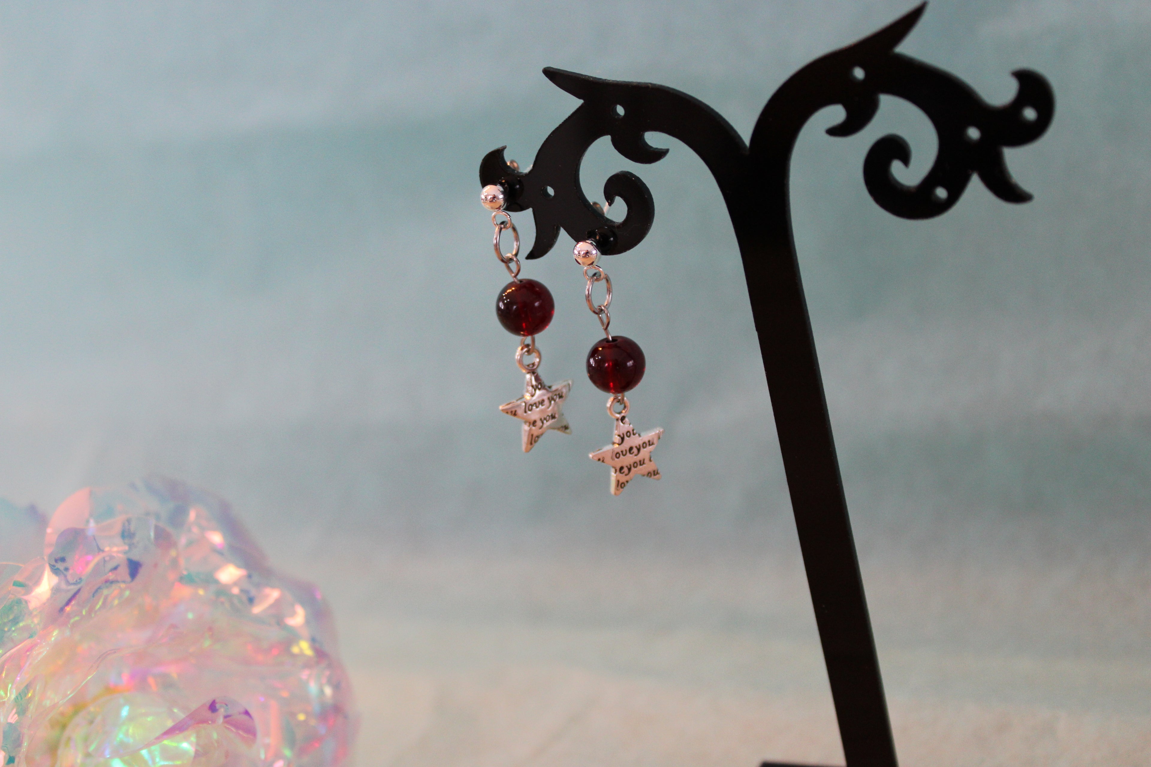 Boucles d'oreilles rouge love you
