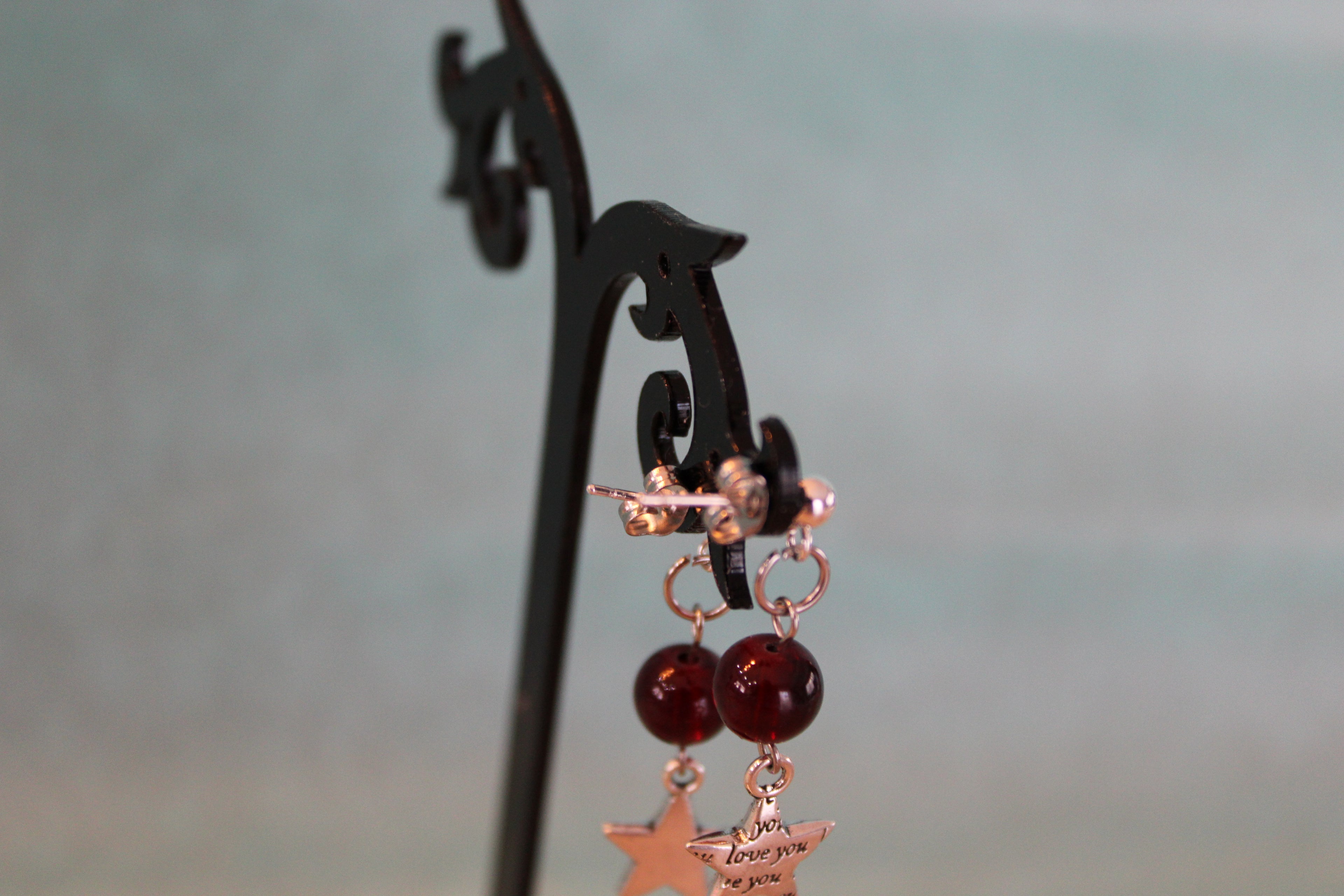 Boucles d'oreilles rouge love you