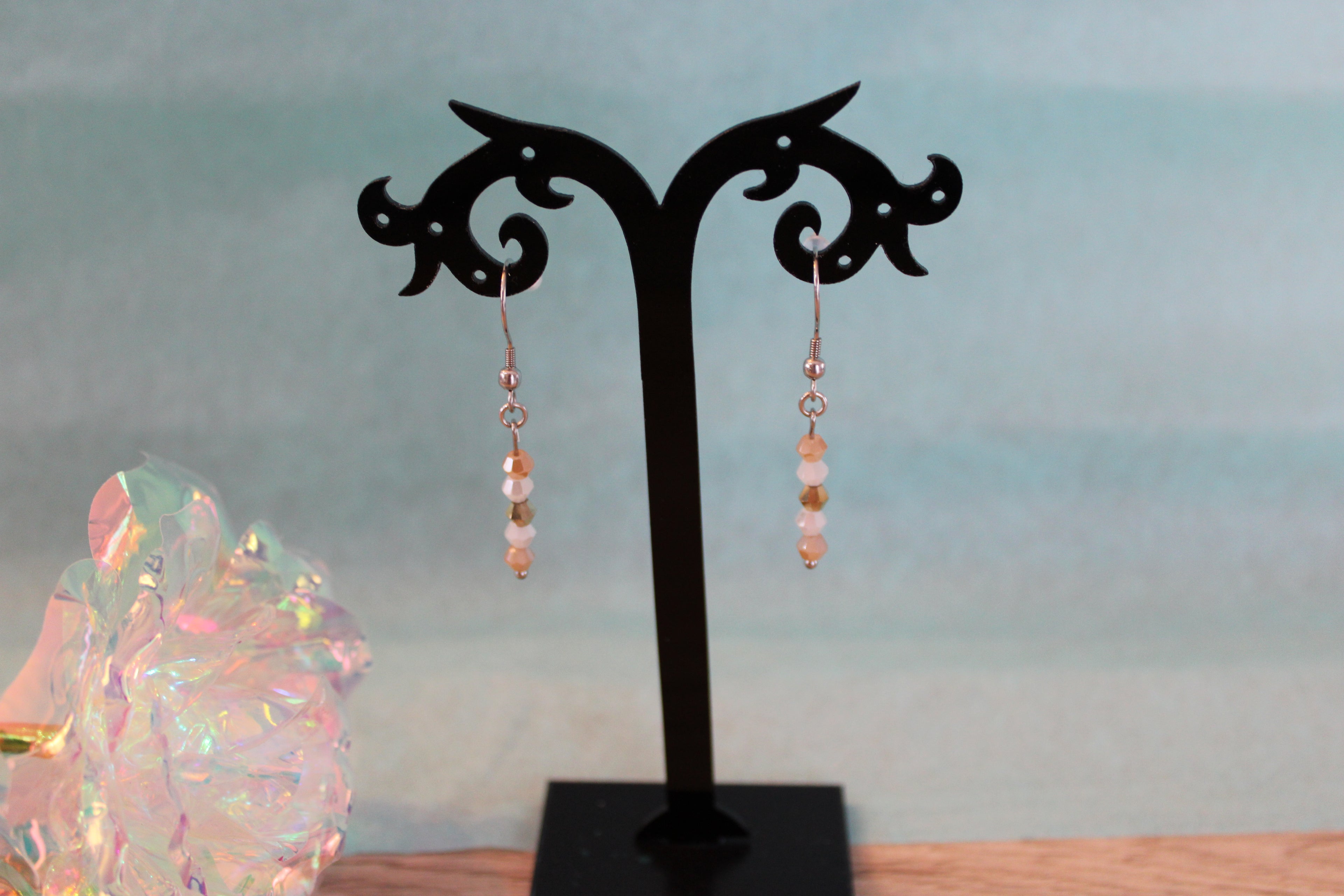 Boucles d'oreilles argentées beige gold