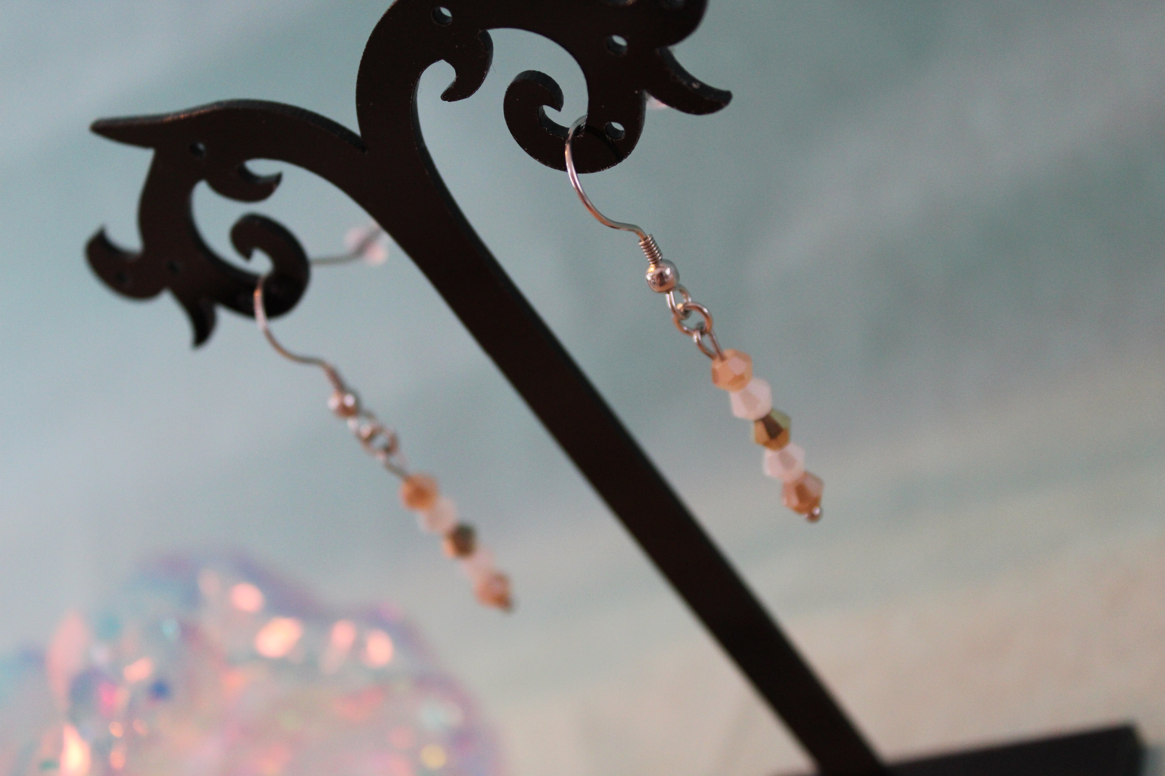 Boucles d'oreilles argentées beige gold