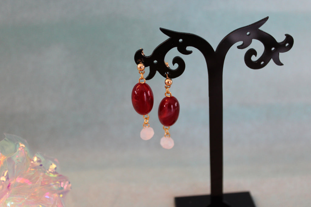 Boucles d'oreilles dorées rouge