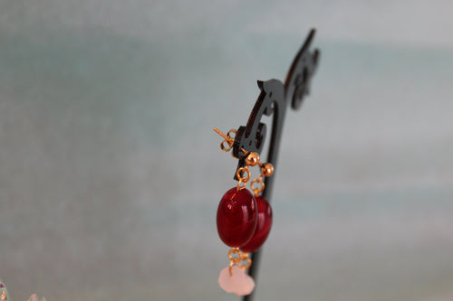 Boucles d'oreilles dorées rouge