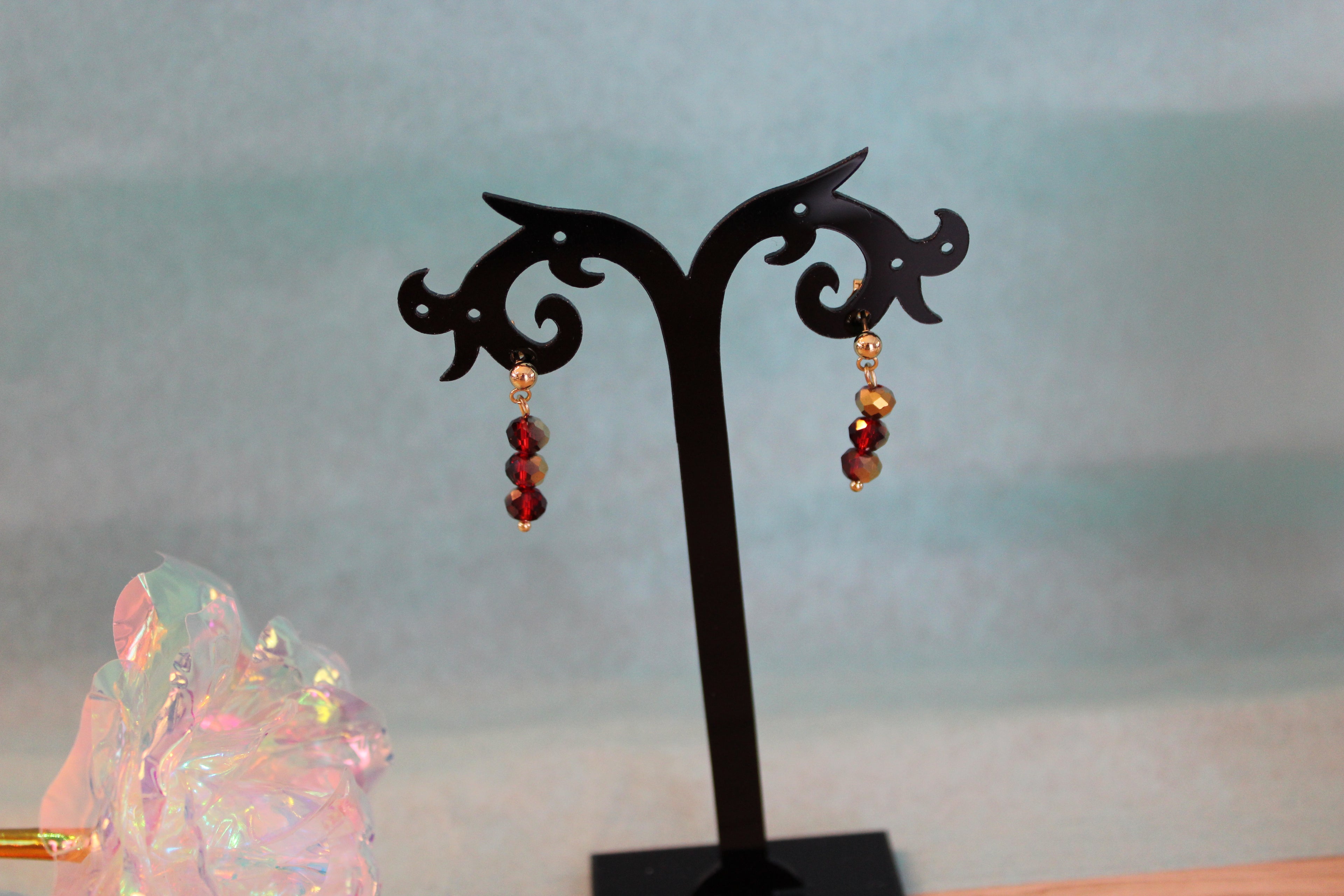 Boucles d'oreilles rouge bicolore