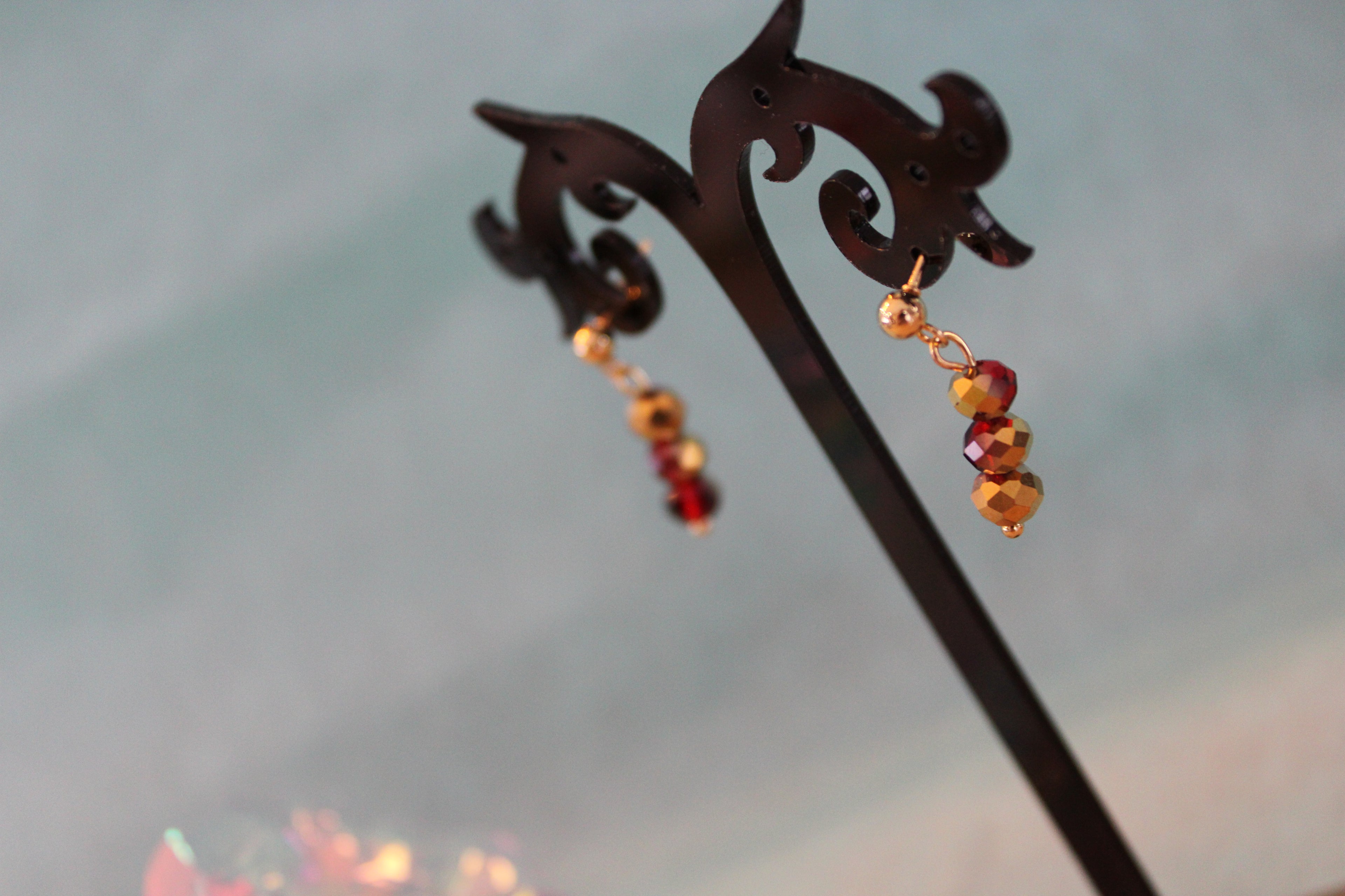 Boucles d'oreilles rouge bicolore