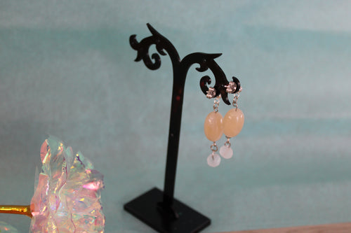 Boucles d'oreilles argentées beige