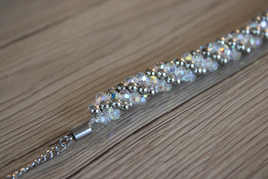 Bracelet aurore boréale et argenté