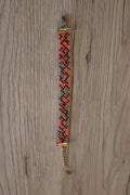 Bracelet motifs asymétriques orange et caramel