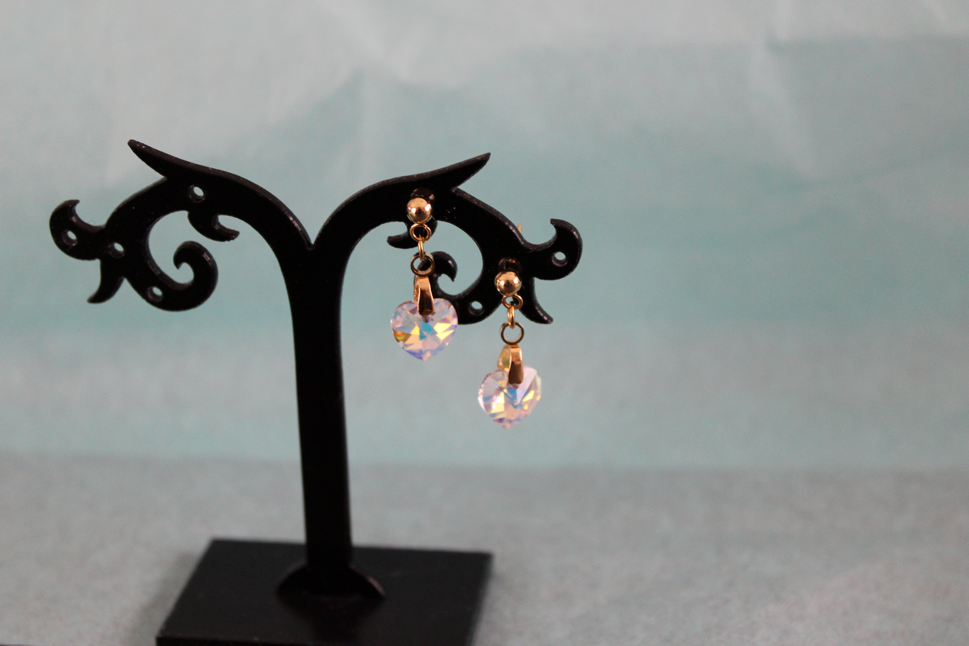 Boucles d'oreilles cristal coeur reflets jaunes