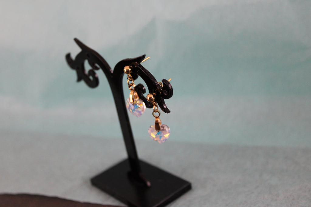 Boucles d'oreilles cristal coeur reflets jaunes