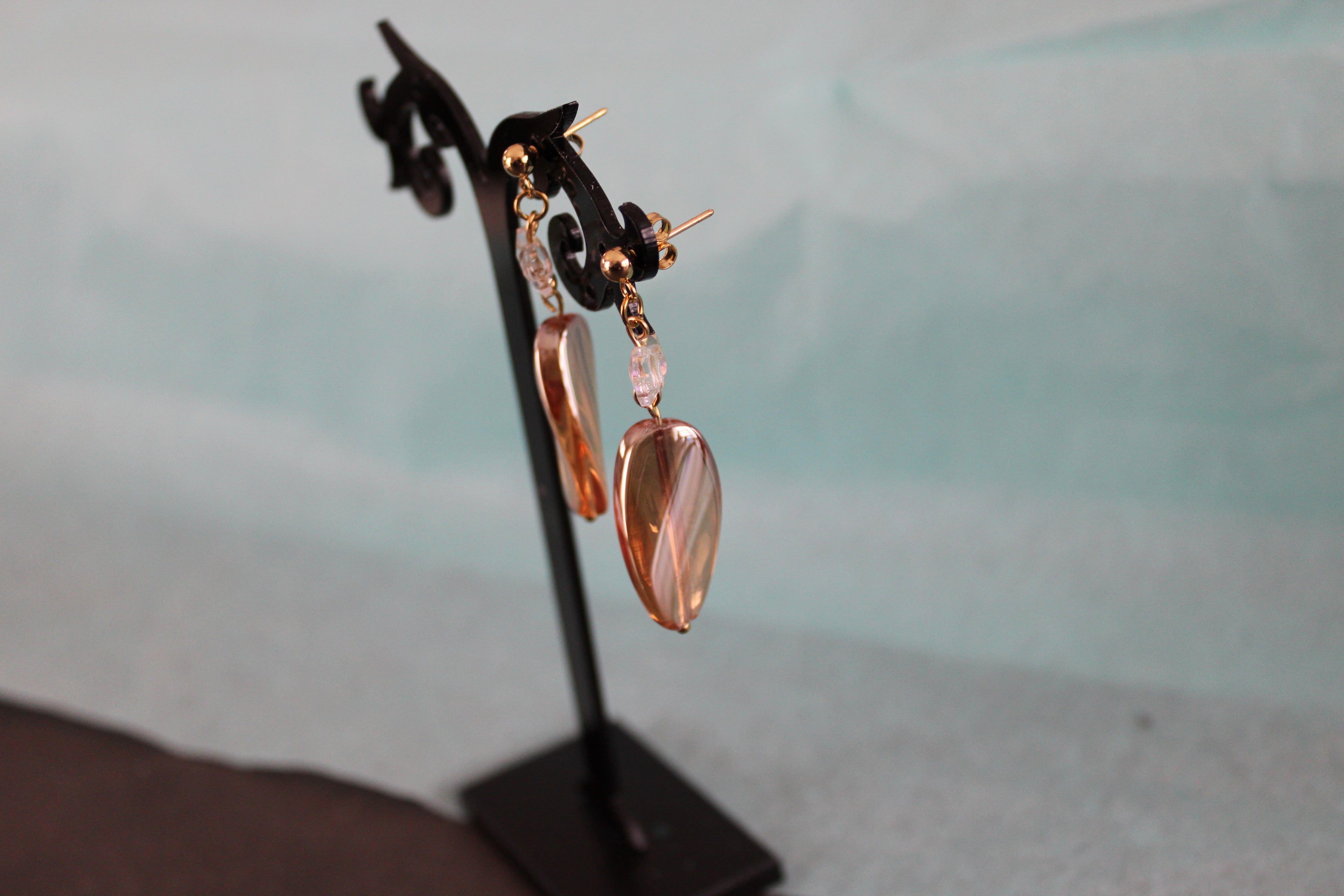 Boucles d'oreilles perles ovales champagnes