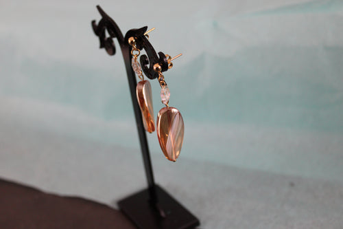 Boucles d'oreilles perles ovales champagnes