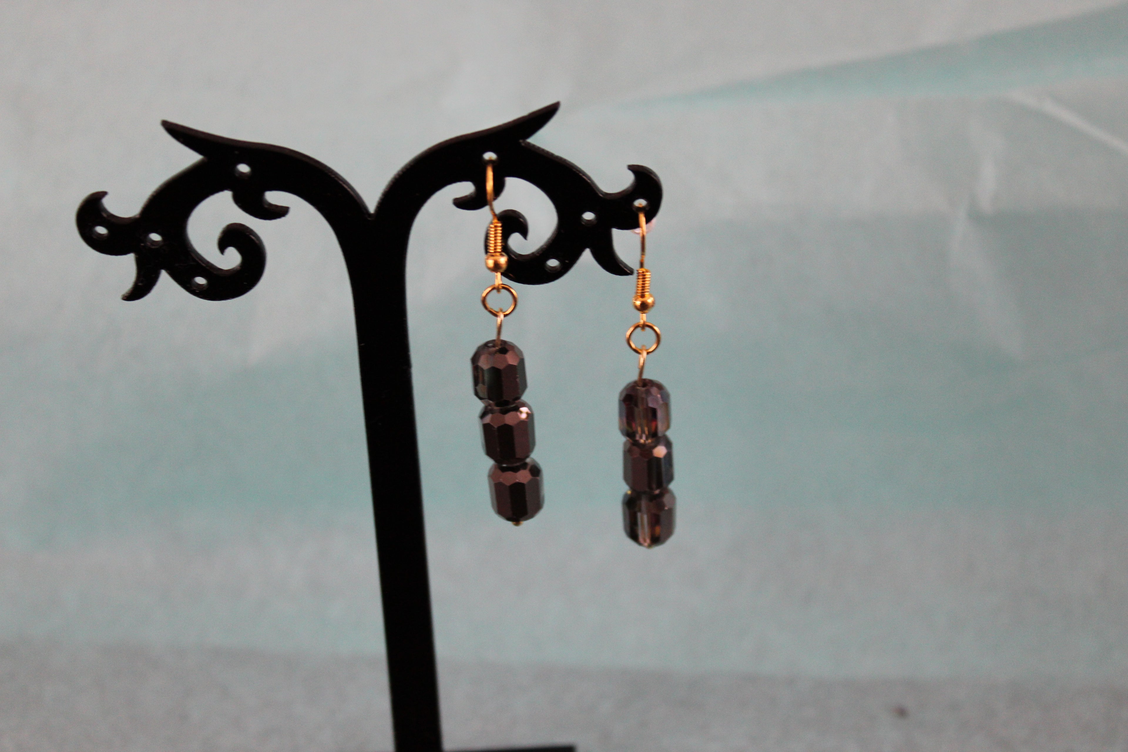 Boucles d'oreilles rectangles fumé violet