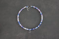 Collier bleu mauve chat argenté