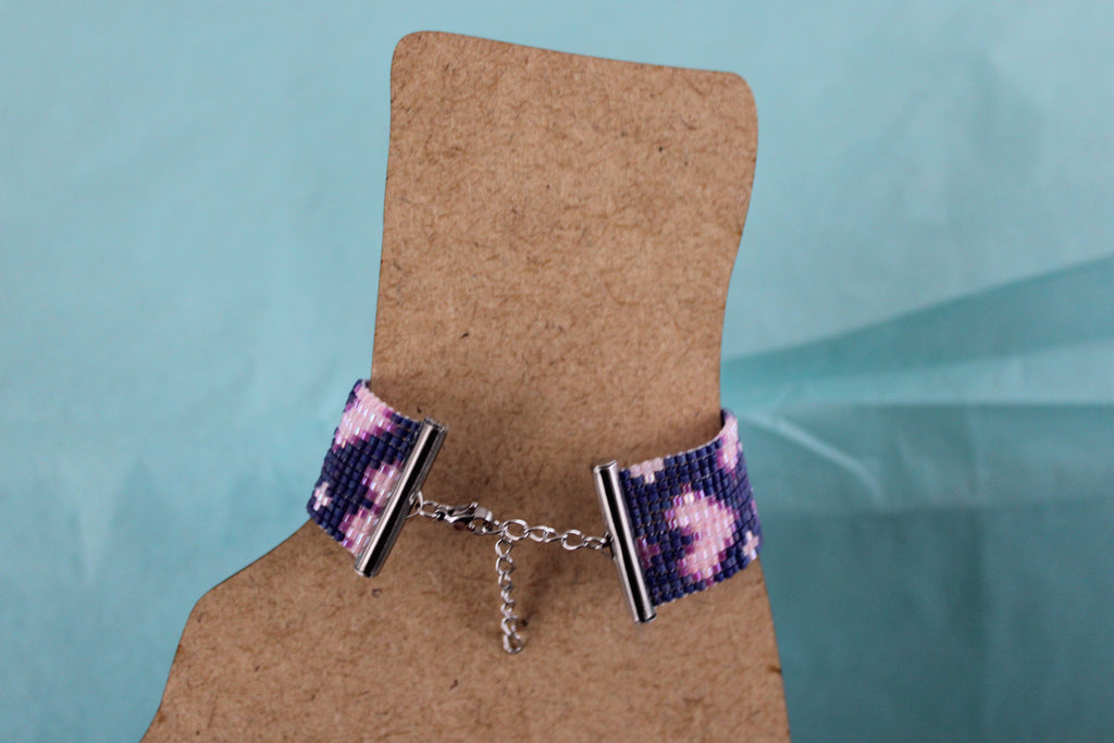 Bracelet coeur violet et rose