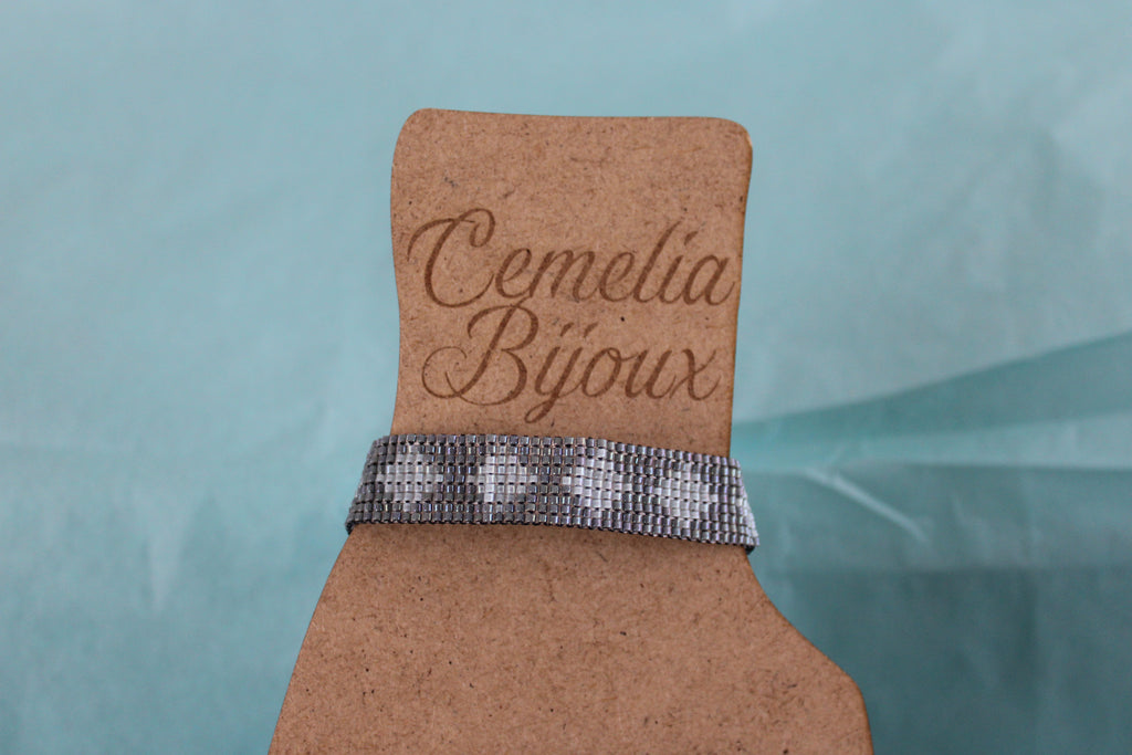 Bracelet gris losanges bleus